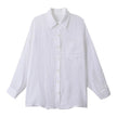 Light beige linen shirt for women by FJØRNA, featuring a relaxed fit and casual style, perfect for warm weather.