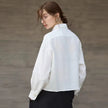 Linen Shirt Women Pleated Long Sleeve
