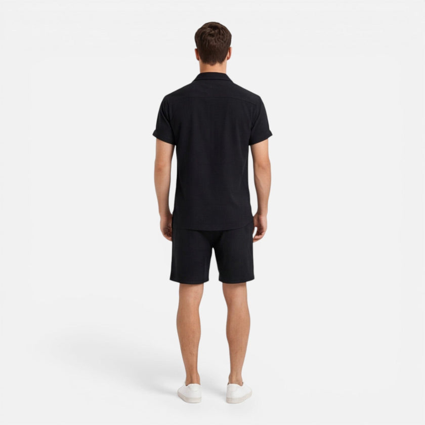 Men's lightweight summer shirt and shorts set by FJØRNA, casual men's co-ord outfit, stylish and comfortable for warm weather.