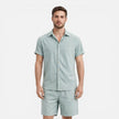 FJØRNA men's lightweight summer shirt and shorts set, casual co-ord, breathable fabric, perfect for warm weather.