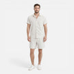 Men's lightweight summer shirt and shorts set by FJØRNA, casual co-ord with breathable fabric and relaxed fit.