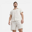 Men's lightweight summer shirt and shorts set from FJØRNA, casual co-ord with breathable fabric and relaxed fit for warm weather.