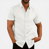 Men's lightweight breathable summer short sleeve shirt by FJØRNA, slim fit design, perfect for warm weather.