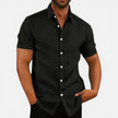Lightweight, breathable men's short sleeve summer shirt by FJØRNA, slim fit and ideal for warm weather.