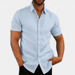 FJØRNA men's short sleeve shirt, breathable lightweight summer slim fit shirt with a casual design and button-up front.