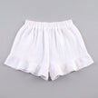FJØRNA airy white kimono two-piece set with flowing ruffle shorts, lightweight and stylish summer outfit for women.