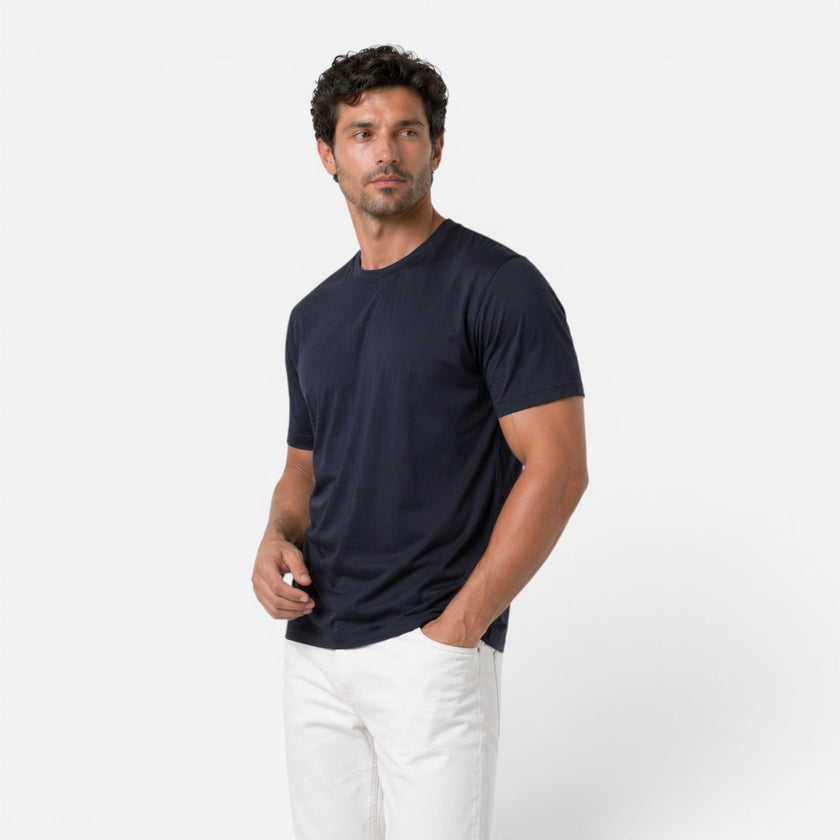 Men's FJØRNA Ice Silk T-Shirt with lightweight, cooling silk touch fabric, designed for comfortable, breathable wear.