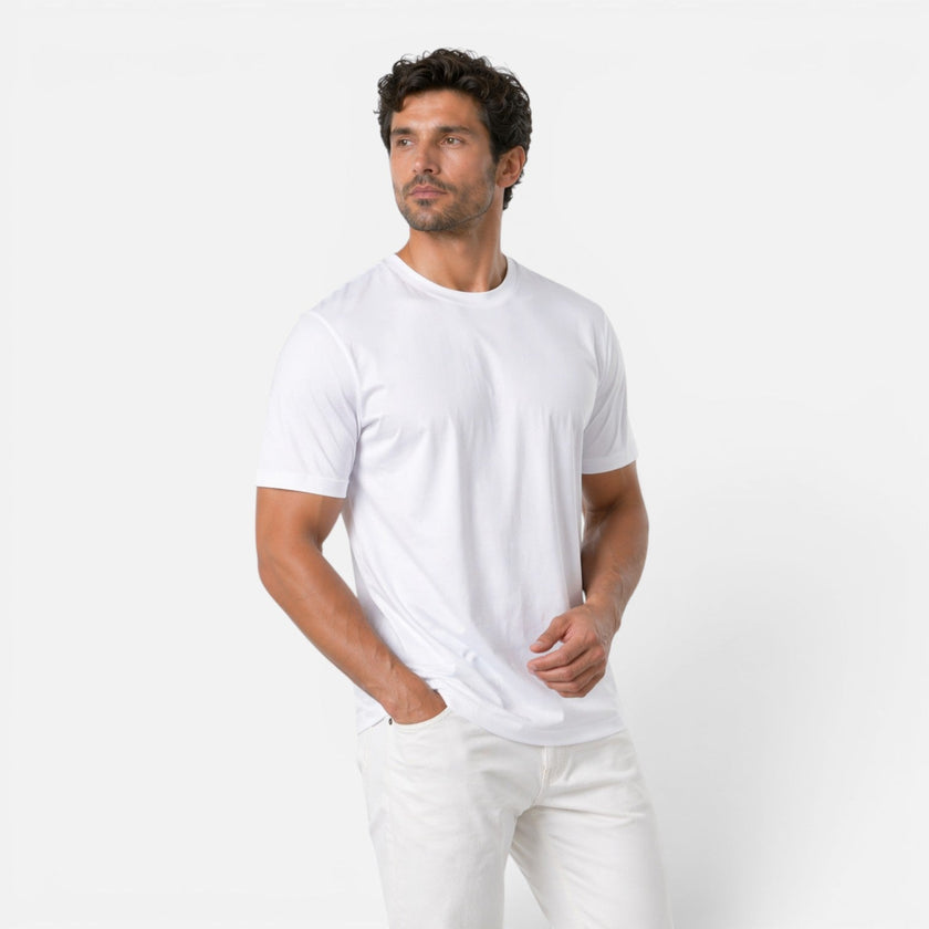 Men's FJØRNA Ice Silk T-Shirt with lightweight, cooling silk touch fabric, designed for comfort and breathability.