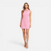 FJØRNA women's sleeveless sheath dress, tailored elegant office mini dress with a fitted silhouette, suitable for professional wear.