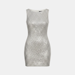 FJØRNA women's slim fit mini glitter dress with sparkly embellishments, perfect for evening or party wear.