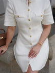 FJØRNA soft girl button-up mini dress for women, perfect for party and day wear, featuring a stylish and feminine design.