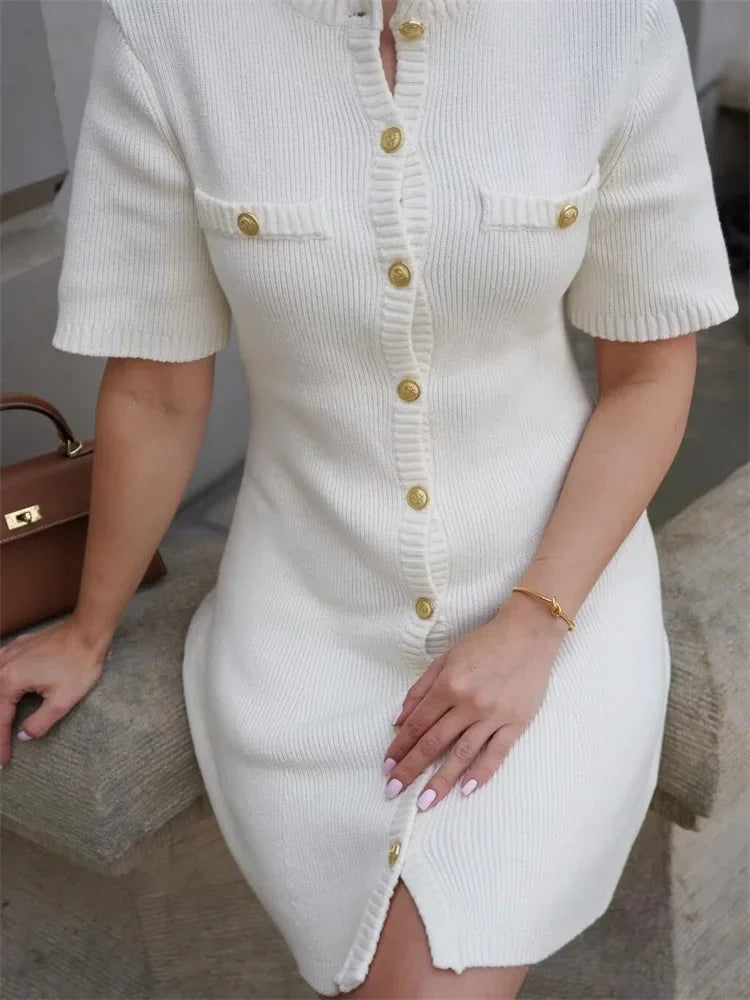 FJØRNA soft girl button-up mini dress for women, perfect for party and day wear, featuring a stylish and feminine design.