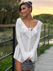 FJØRNA soft girl ruffled mini dress with delicate ruffle details and a feminine silhouette, perfect for casual or dressy occasions.