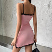 FJØRNA soft girl white slit mini dress with a stylish design, perfect for casual or semi-formal occasions.