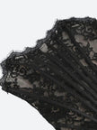 FJØRNA strapless lace mini dress featuring a fitted bodice and flared skirt, perfect for party and daytime occasions.
