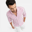 Men's striped cotton shirt by FJØRNA featuring breathable fabric and a slim fit, classic style perfect for casual or formal wear.