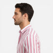 Men's striped cotton shirt by FJØRNA featuring breathable fabric and a slim fit, classic style perfect for casual or formal wear.