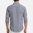 Men's FJØRNA striped cotton shirt with breathable fabric, slim fit, classic style, featuring a stylish striped pattern.