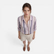 Women's lightweight summer blouse with vertical stripes by FJØRNA, featuring a relaxed fit and stylish design.