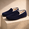 FJØRNA men's wool slippers with soft suede exterior and cozy wool lining for comfortable indoor wear