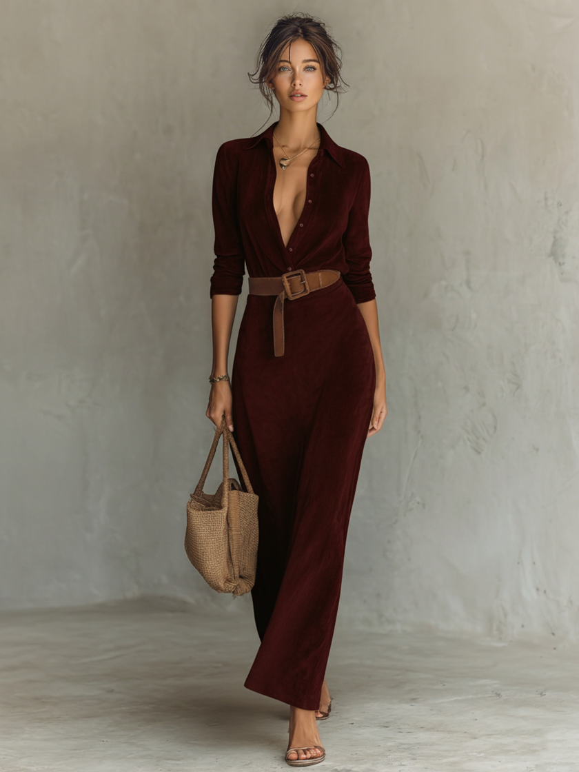 Suede Maxi Dress For Women