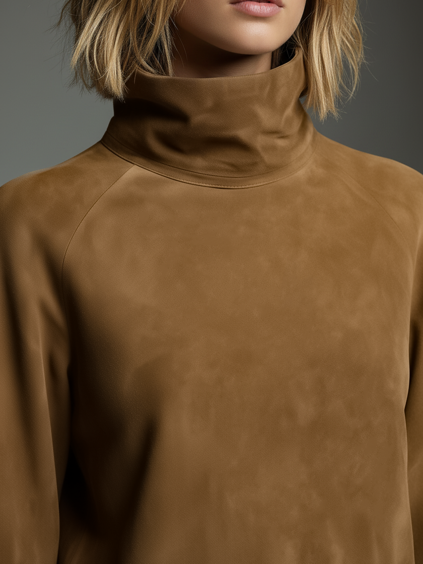 Suede Turtleneck Mini Dress Womens For Women
