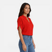 Lightweight women's chiffon V-neck blouse by FJØRNA, perfect for summer casual wear, featuring a breezy, flowy design.