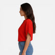 Lightweight white chiffon V-neck blouse for women, casual summer top by FJØRNA, flowing fabric and relaxed fit.