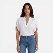 Lightweight women's chiffon blouse with V-neck, casual summer top by FJØRNA, featuring a flowy, airy design perfect for warm weather.