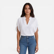 FJØRNA women's lightweight chiffon V-neck summer blouse, casual and breezy top with flowy fabric and relaxed fit.