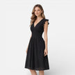Women's elegant summer midi dress by FJØRNA featuring cotton lace fabric, perfect for wedding guest attire.