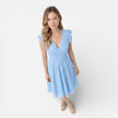 Women's elegant summer midi dress by FJØRNA featuring cotton fabric and lace details, perfect for wedding guest attire.