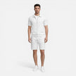 Men's summer matching set by FJØRNA featuring a zip shirt and drawstring shorts in a slim fit style.