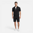 Men's summer matching set by FJØRNA with zip shirt and drawstring shorts, slim fit, ideal for casual warm-weather wear.
