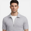 Men's summer matching set by FJØRNA featuring a zip shirt and drawstring shorts, slim fit, ideal for casual warm-weather wear.
