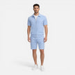 Men's summer matching set by FJØRNA featuring a zip shirt and drawstring shorts, slim fit, ideal for casual warm-weather wear.