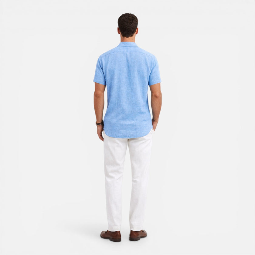 Men's lightweight summer short sleeve shirt by FJØRNA, breathable fabric ideal for warm weather.
