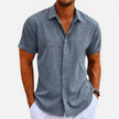 Men's lightweight summer shirt by FJØRNA, short sleeve design, breathable fabric ideal for warm weather, casual style.