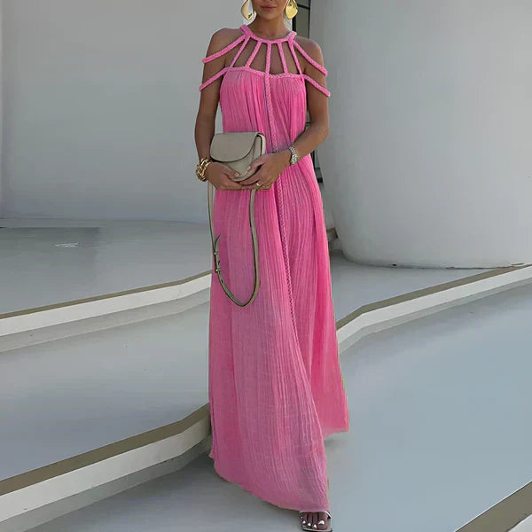 FJØRNA Luna White Dress with thin shoulder straps, flowing fabric, and a stylish, elegant design perfect for summer or casual wear.