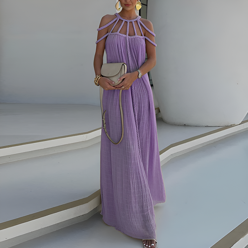 FJØRNA Luna White Dress with spaghetti straps, lightweight fabric, and elegant design perfect for summer or casual wear.