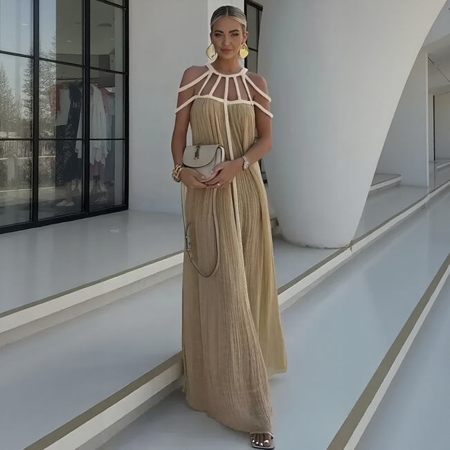 FJØRNA Luna White Dress with thin shoulder straps, lightweight fabric, and flowing silhouette perfect for summer wear.