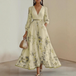FJØRNA pleated belted A-line maxi dress for women, featuring a flowing silhouette and stylish waistband, perfect for summer wear.