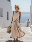 Lightweight, sleeveless Summer Maxi Dress for women by FJØRNA, featuring a flowy, breezy design perfect for warm weather.
