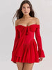 FJØRNA white tie-front strapless corset mini dress featuring a fitted bodice and stylish design, displayed on a mannequin.