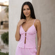 FJØRNA elegant two-piece women's co-ord set featuring a striped bodycon top and matching skirt or pants.
