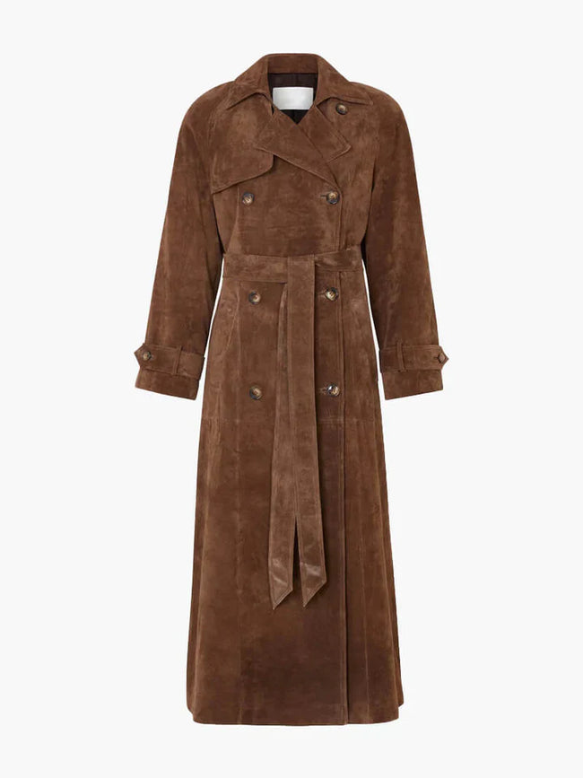 Elegant Suede Trench Coat - 1