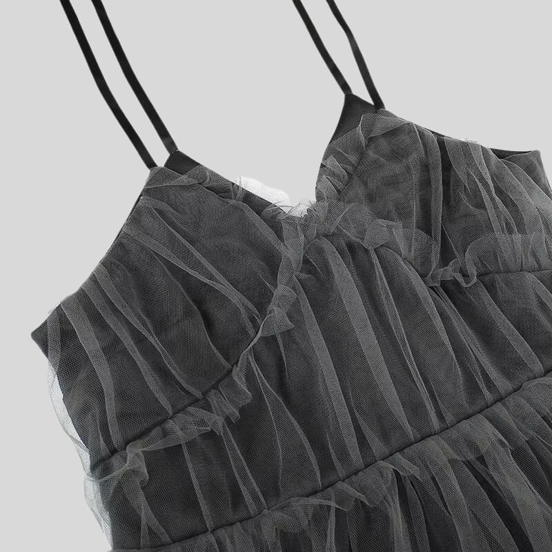 FJØRNA tulle women's mini dress with delicate fabric, perfect for party or daytime wear, featuring a stylish and elegant design.