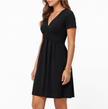 FJØRNA women's cotton summer dress with V-neck, casual fit, lightweight fabric, and relaxed style perfect for warm weather.