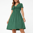 Women's comfortable cotton summer dress with V-neck and casual fit by FJØRNA, showcasing a relaxed, stylish dress design.