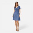 Women's comfortable cotton summer dress by FJØRNA featuring a V-neck and casual fit, perfect for warm weather.